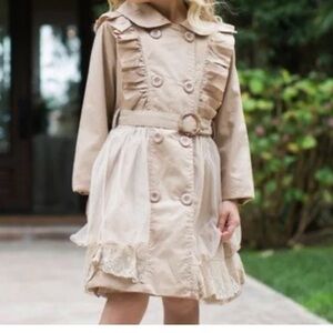Source Unknown Beige Trench Raincoat with Ruffle & Tulle